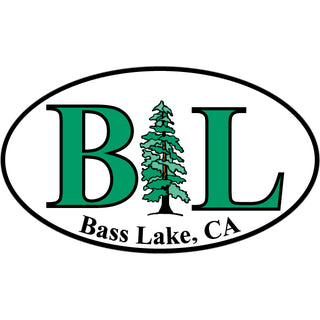 Bass Lake  CA   Pine Tree Euro Oval Sticker