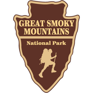 Great Smoky Mountains National Park   Hiker Silhouette Arrowhead Sticker