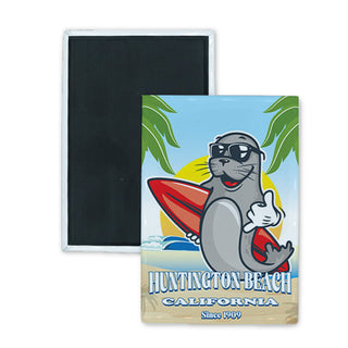 Seal Surfer w  Hangloose Rectangle Badge Magnet