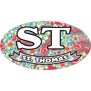 ST THOMAS Floral Filled Euro Oval Sticker