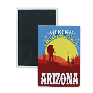 Arizona   Hiking Its Cheaper Than Therapy Rectangle Badge Magnet