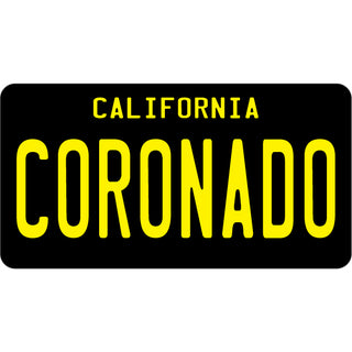 OK4 Coronado on California Black License Plate small (00905) Sticker