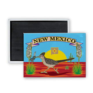 New Mexico   Roadrunner Yuccas Flowering Rectangle Badge Magnet