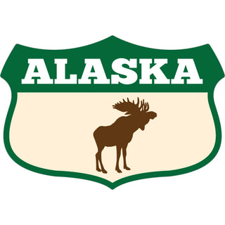 Alaska Moose on Wide Shield Sticker