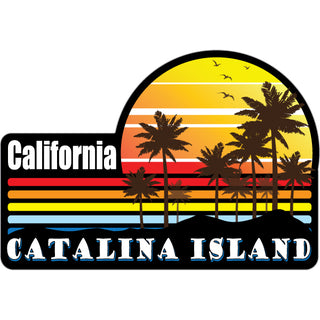 Catalina Island  CA   Colorful Palm Sunset Sticker