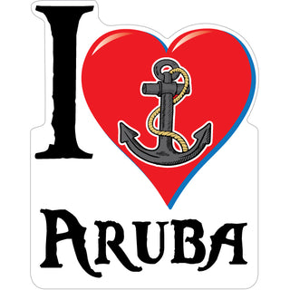 Aruba   I Heart with Anchor Sticker
