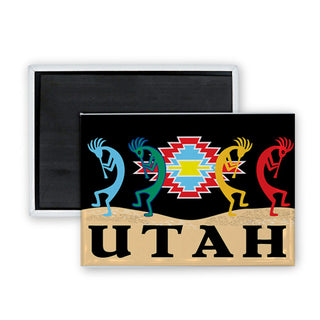 Four 4 Colorful Kokopellis Rectangle Badge Magnet