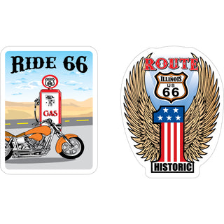 Route 66   Motorcycle Gas Pump and Winged One Sticker