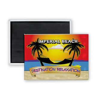 Imperial Beach   Destination Relaxation Hammock Rectangle Badge Magnet