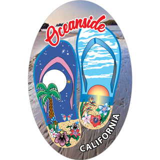 Oceanside night and day flip flops Sticker