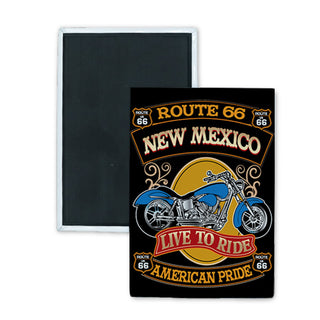 New Mexico   American Pride Route 66 Motorcycle Rectangle Badge Magnet