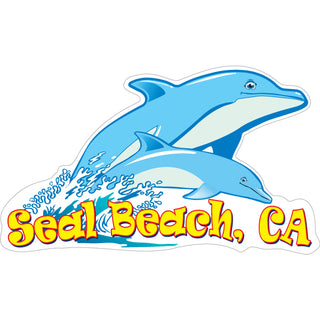 Seal Beach  CA   Two Dolphins Sticker