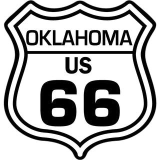 Oklahoma   Route 66 Black & White Shield Sticker