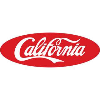 California Script on Red Oval Sticker