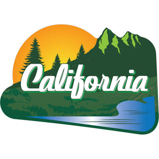 California Angled Green Mountains Sunset Sticker
