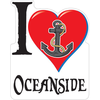 OK4 Oceanside CA I heart with Anchor Vertical Sticker
