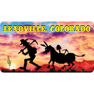 Leadville  Colorado   Donkey & Miner silouhette sunset Sticker