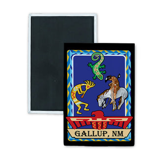 Gallup  NM   Kokopelli Gekko Trail of Tears Thunderbird Rectangle Badge Magnet