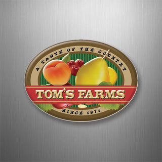 Toms Farms   Fruit Oval with Banner 3D Magnet