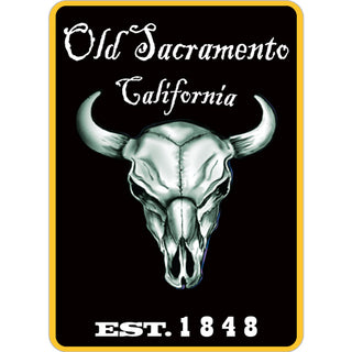 Old Sacramento  California Black Steer Skull Sticker