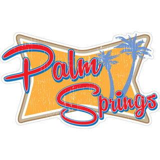 Palm Springs   Retro Squeezed Rectangle Sticker
