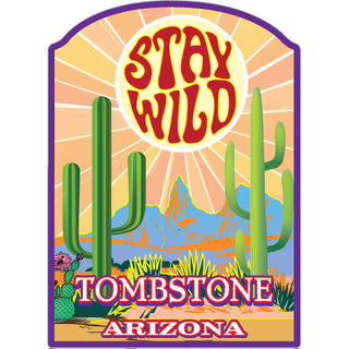 Tombstone Arizona Stay While Sun Cactus Sticker