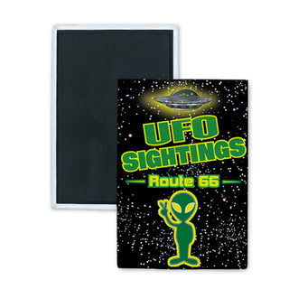 Route 66 UFO Sightings Rectangle Badge Magnet
