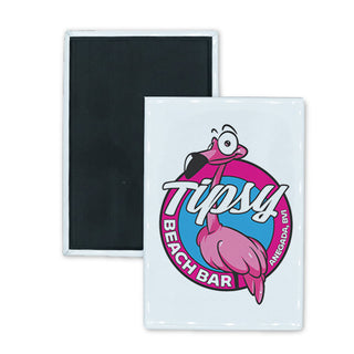 Cow Wreck Beach Flamingo Rectangle Badge Magnet