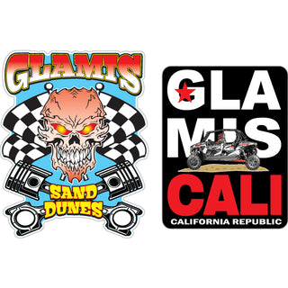 Glamis   Checkered Flag Skull & California Republic Sticker