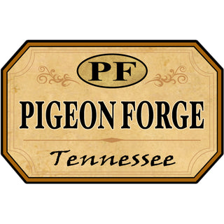 OK4 Pigeon Forge Cut Corners Brown Sign Sticker