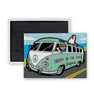 Cardiff by the Sea  California   Bus Corner View Surfboard Rectangle Badge Magnet