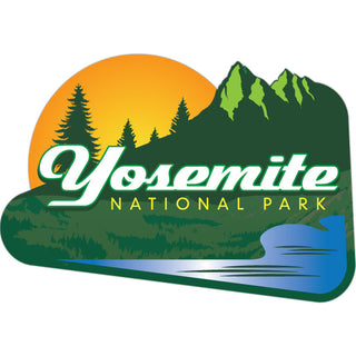 Yosemite National Park   Angled Green Mountains Sunset Sticker