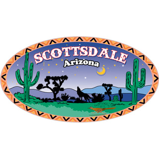 Scottsdale  AZ Night Desert w Cacti Oval Sticker