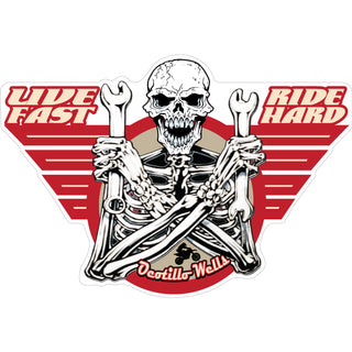 Ocotillo Wells   Live Fast Ride Hard Skeleton Wrench Emblem Sticker