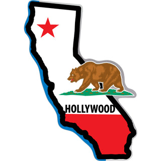 Hollywood CA California State Flag Map Sticker