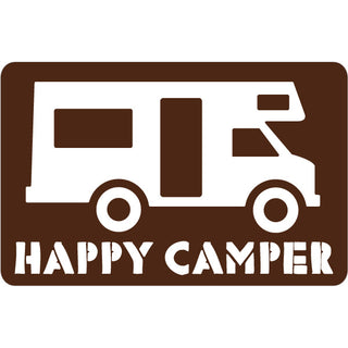 OK4 Happy Camper on Brown Sign with Camper Sticker