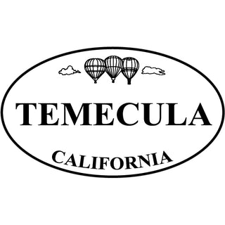 Temecula  California   Black and White Hot Air Balloon Euro Sticker