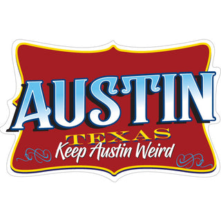 Austin  Texas   Red Tilted Rectangle Sticker