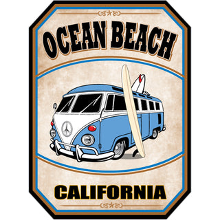 Ocean Beach  California   VW Bus with Surfbord Sticker