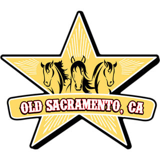 Old Sacramento  California   Three Horses Star Sticker