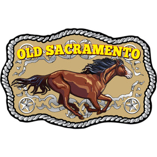 Old Sacramento   Horse Belt Buckle Sticker