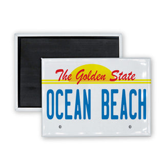 Ocean Beach   Golden State License Plate Rectangle Badge Magnet