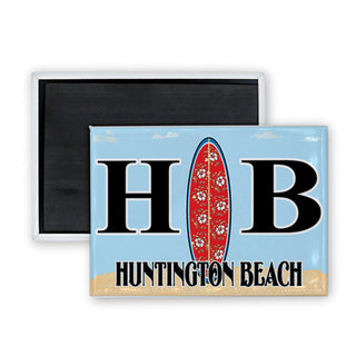 Huntington Beach  CA Surfboard Split Oval Rectangle Badge Magnet