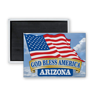 Arizona   God Bless America Flag Rectangle Badge Magnet