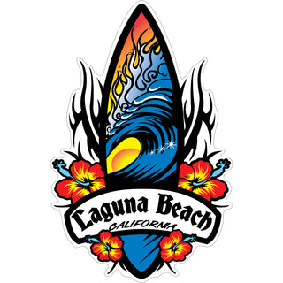 Laguna Beach Tribal Surfboard Vertical Sticker
