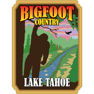 Lake Tahoe   Bigfoot Country Sunset Scene Sticker