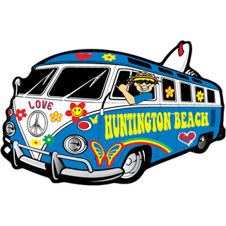 Huntington Beach   Hippie Surfboard Bus Sticker