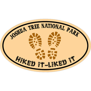 Joshua Tree  CA   Joshua Tree Hiked It Liked It Tan Oval Sticker