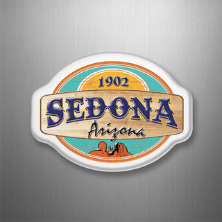 Sedona  Arizona   Oval Wood Sign In Middle 3D Magnet