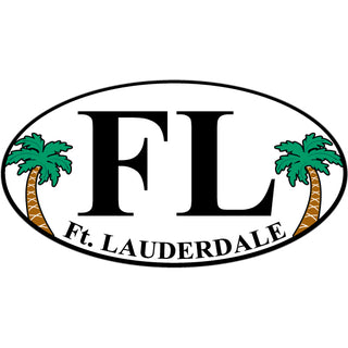 Ft Lauderdale FL Euro Oval with Palm Trees Sticker
